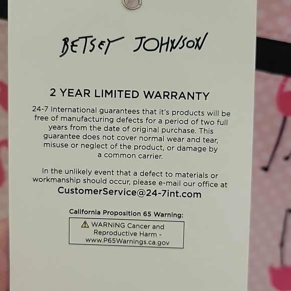 $160 LARGE NEW BETSEY JOHNSON PINK FLAMINGO CARRYON ROLLING TRAVEL BAG BLACK NWT - Picture 10 of 14
